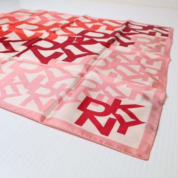 Vintage DKNY Silk Scarf, Red Pink White DKNY - Picture 2 of 4